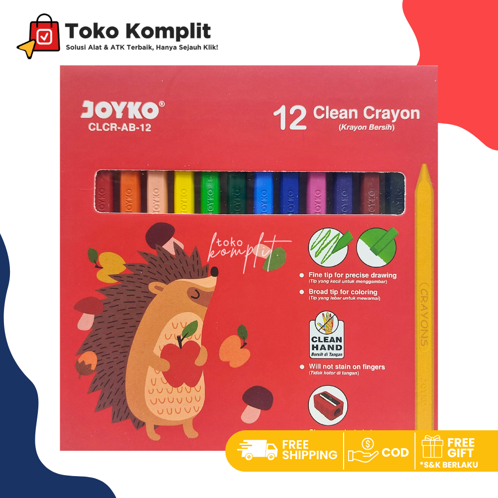 

Komplit - Joyko Clean Clear Crayon 12 Warna Fine Tip