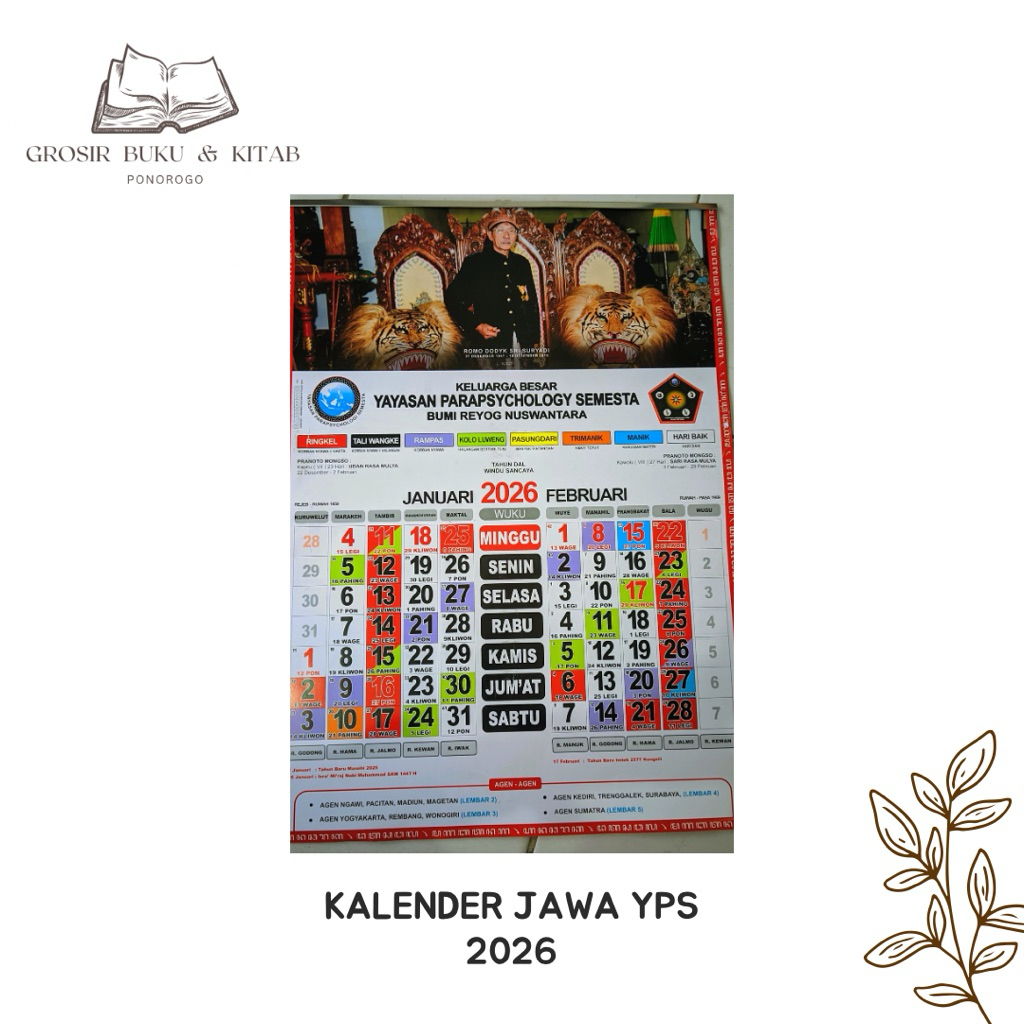 

KALENDER JAWA YPS 2026 || YAYASAN PARAPSYCHOLOGY SEMESTA || BUMI REYOG NUSWANTARA || KALENDER JAWA TERBARU 2026 || KALENDER 2026