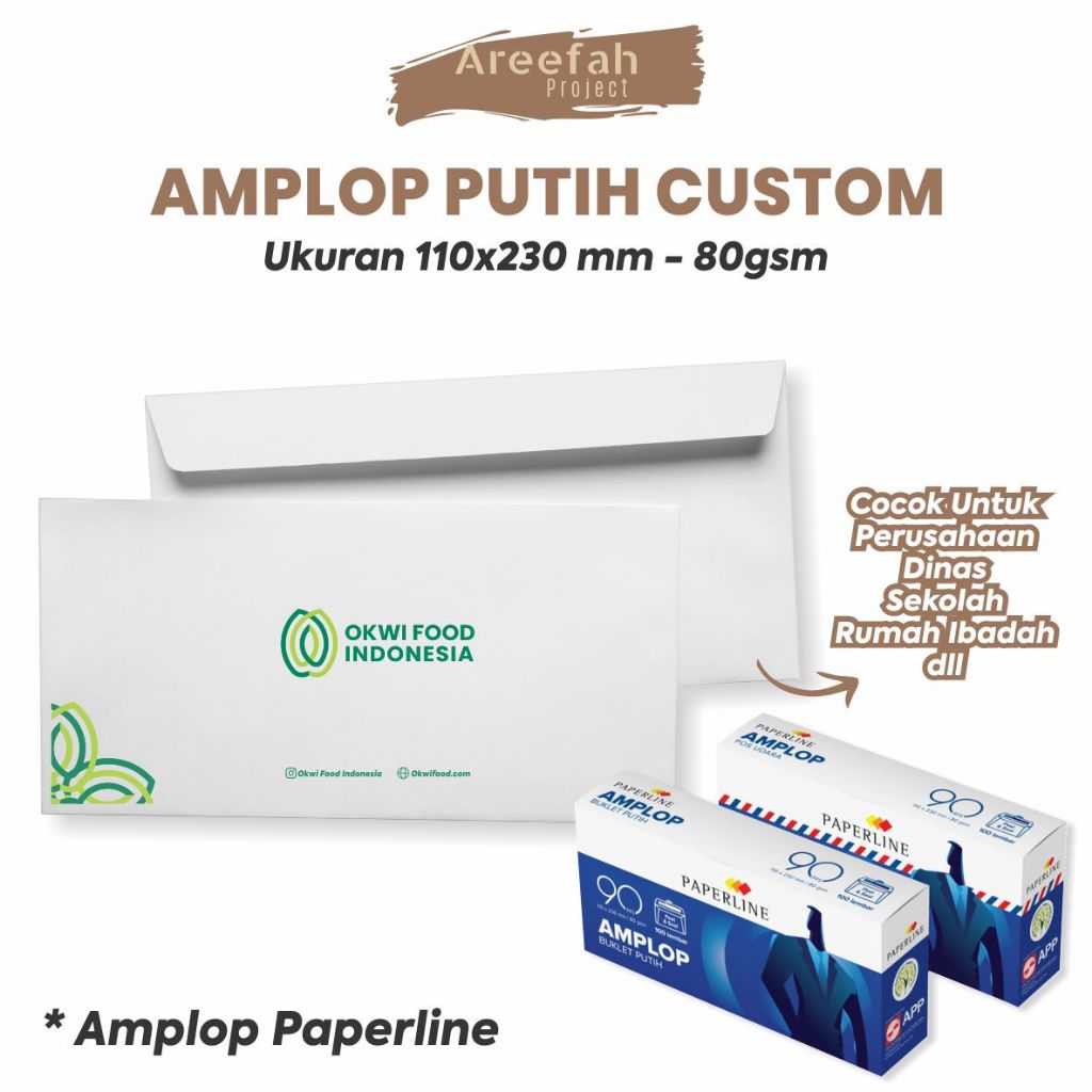 

Areefah Cetak Kop Amplop Custom | Desain Nama & Logo | Amplop Perusahaan | Amplop Surat Custom | High Quality