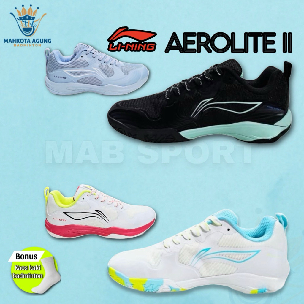 sepatu badminton bulutangkis lining LINING AERO LITE II AEROLITE 2 ORIGINAL TERBARU KUALITAS BAGUS U