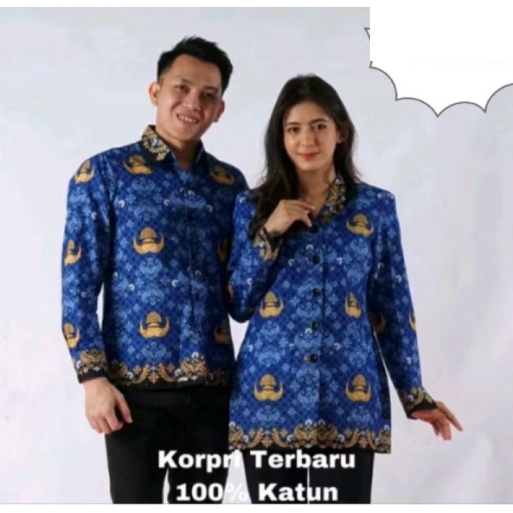 Baju kopri kerah hitam / Kemeja kopri / Korpri Wanita / Korpri Pria