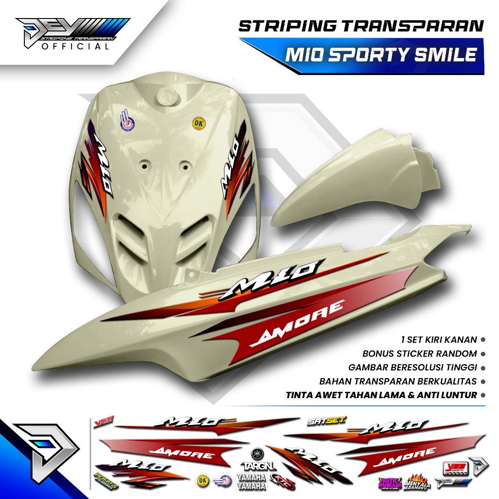 STRIPING TRANSPARAN MIO SPORTY | MIO SMILE | MOTIF AMORE THAILAND | STICKER BODY YAMAHA MIO