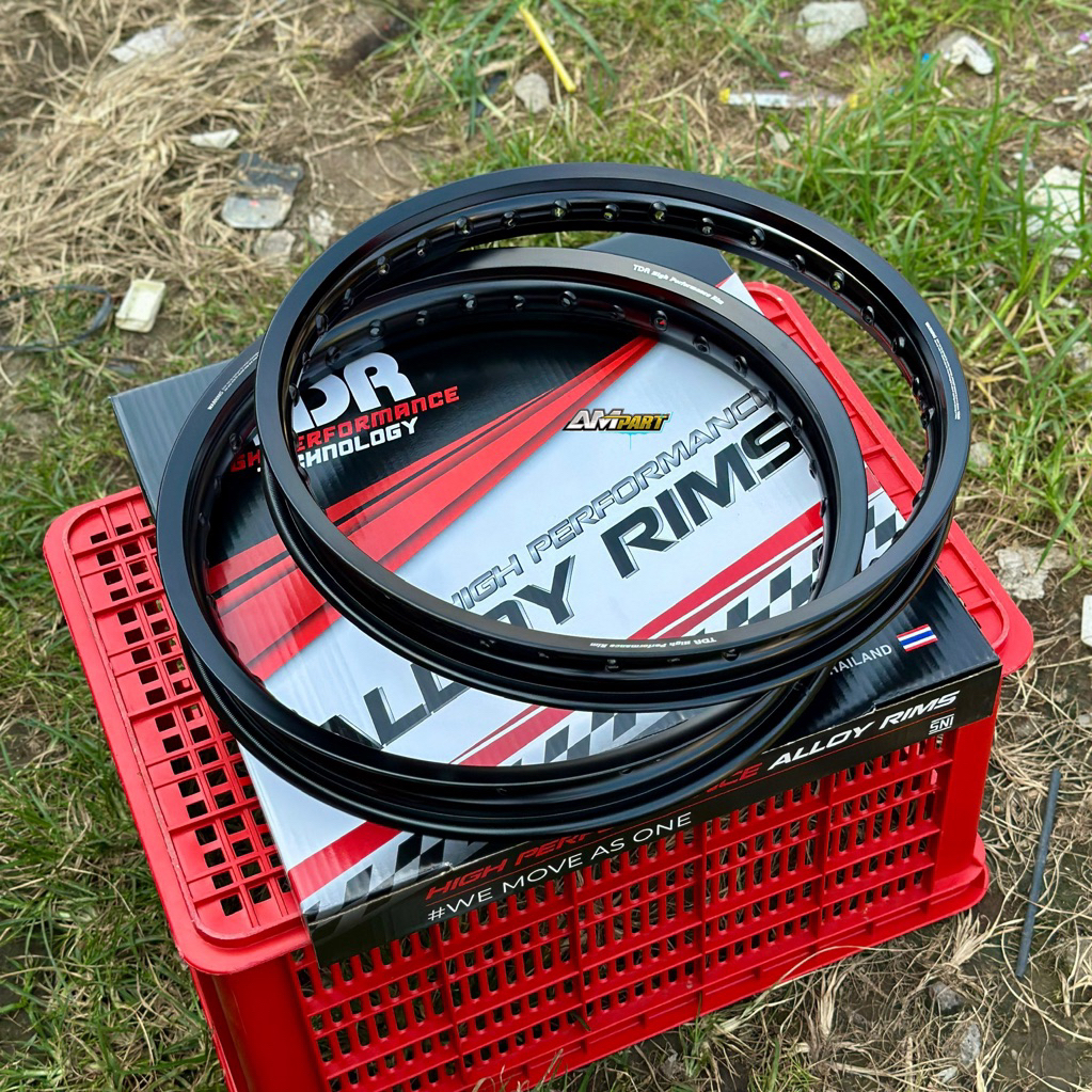 VELG TDR HITAM GILAP GLOSY RING 17 UK 140,160,185 Ring 17 Murah