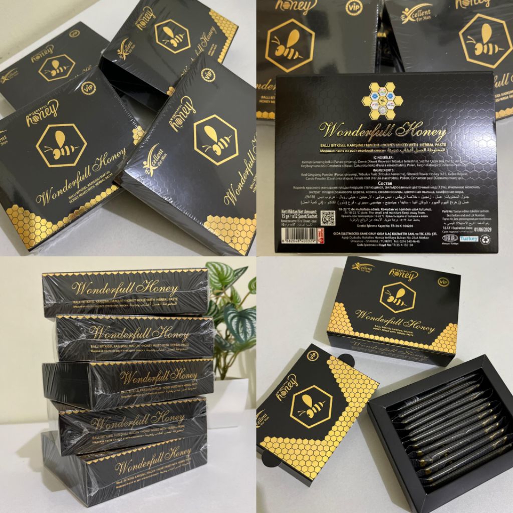 

WONDERFULL HONEY | Madu Macun Turki | Perbox 12 Saset | Excellent For Men VIP Gold | Madu Turkey Turkiye