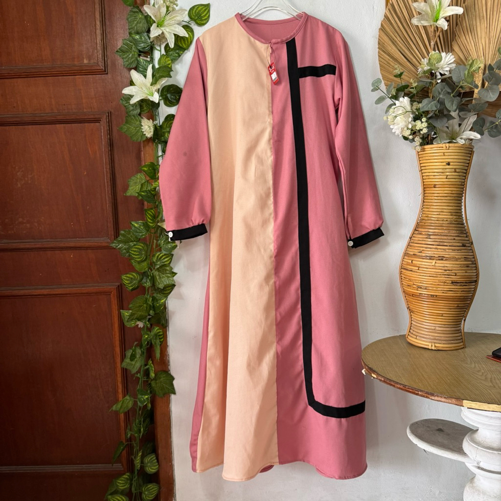 Gamis Small Pink List Hitam