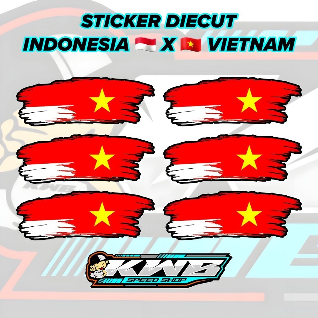 

Stiker vietnam x indonesia sticker bendera flag logo indonesia x vietnam style ukuram 7cm x 3cm isi 5pcs