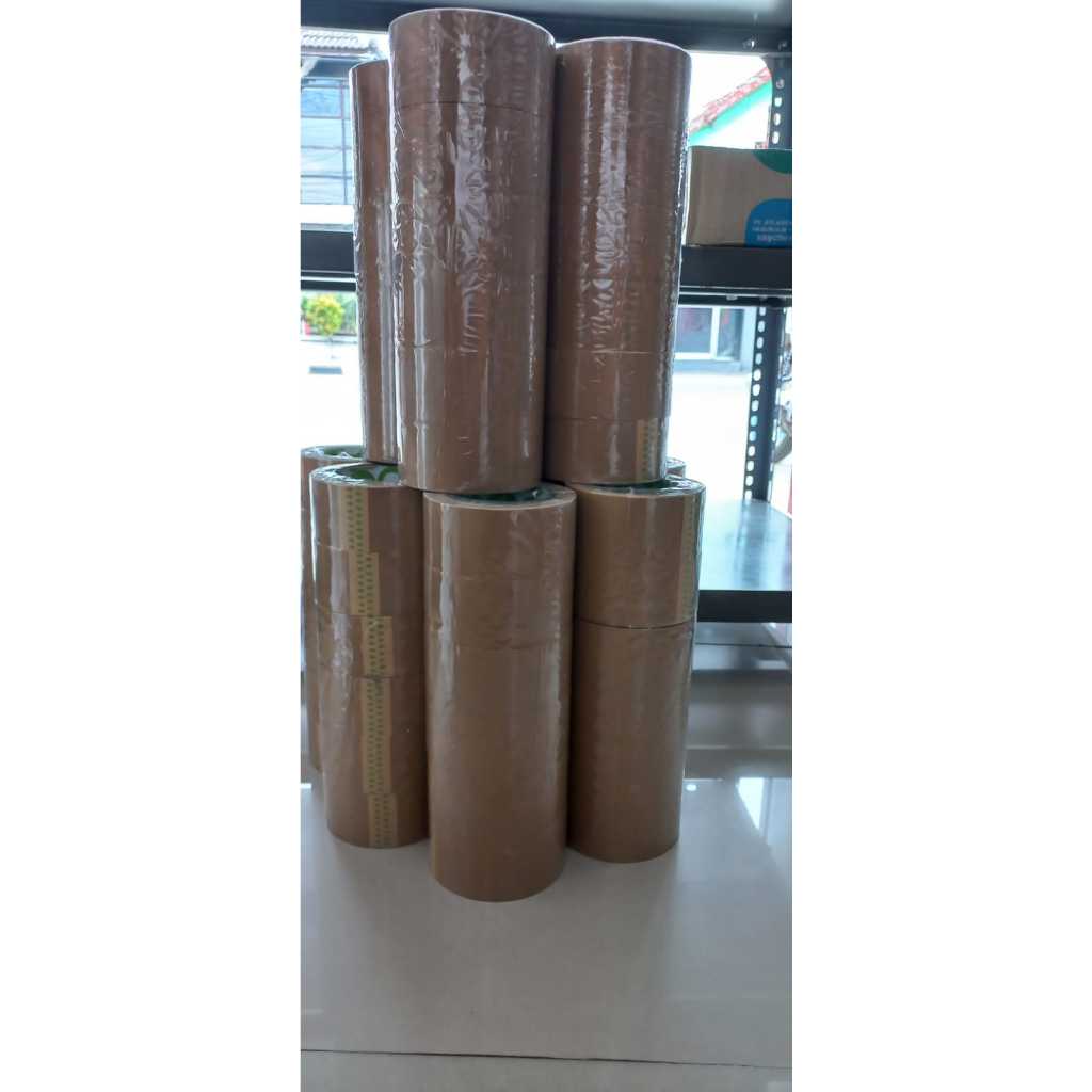 

Lakban warna coklat ukuran 45 mm x 90 yard tebal 45 micron per pcs