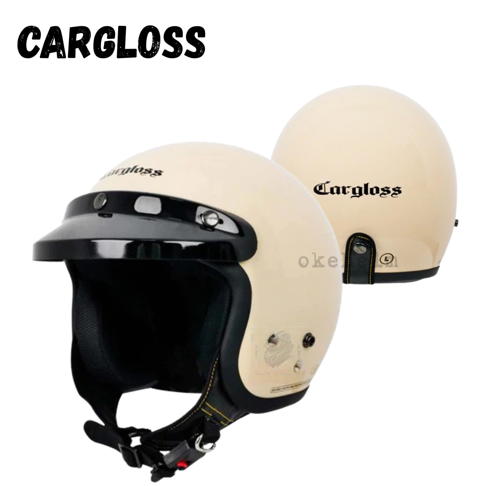 Helm Carglos Bogo Retro Dewasa Polos PET Full Leher SNI Bisa Untuk Cewek Cowok Kekinian