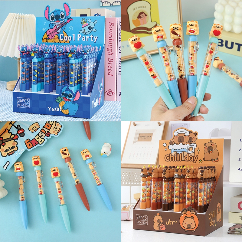 

TAO Pen Putar Lucu motif Bearis Bug, Capybara, Stitch