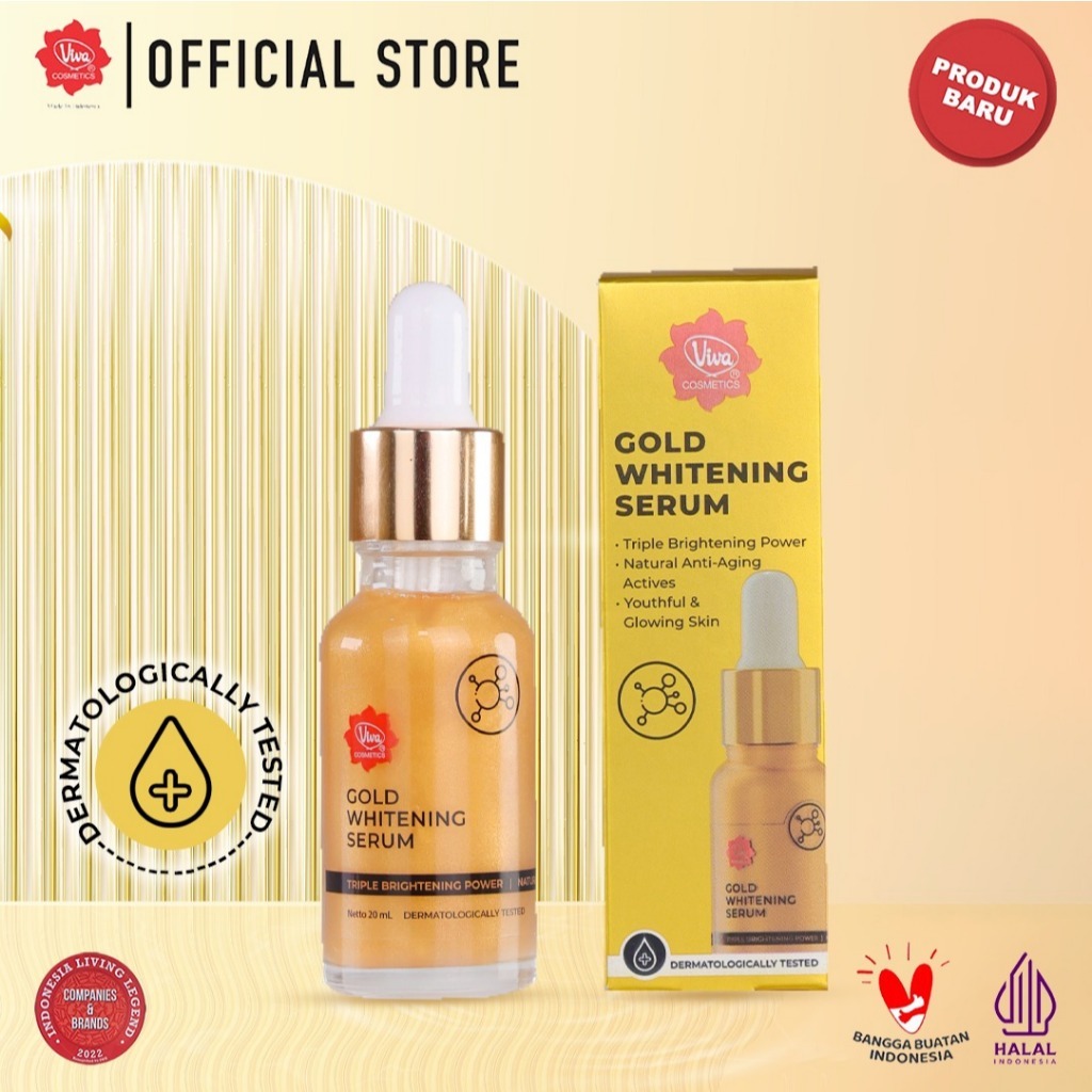 Pesona | Viva Gold Whitening Serum with Triple Brightening Power, 2% Vitamin C, 4% Niacinamide, & Co