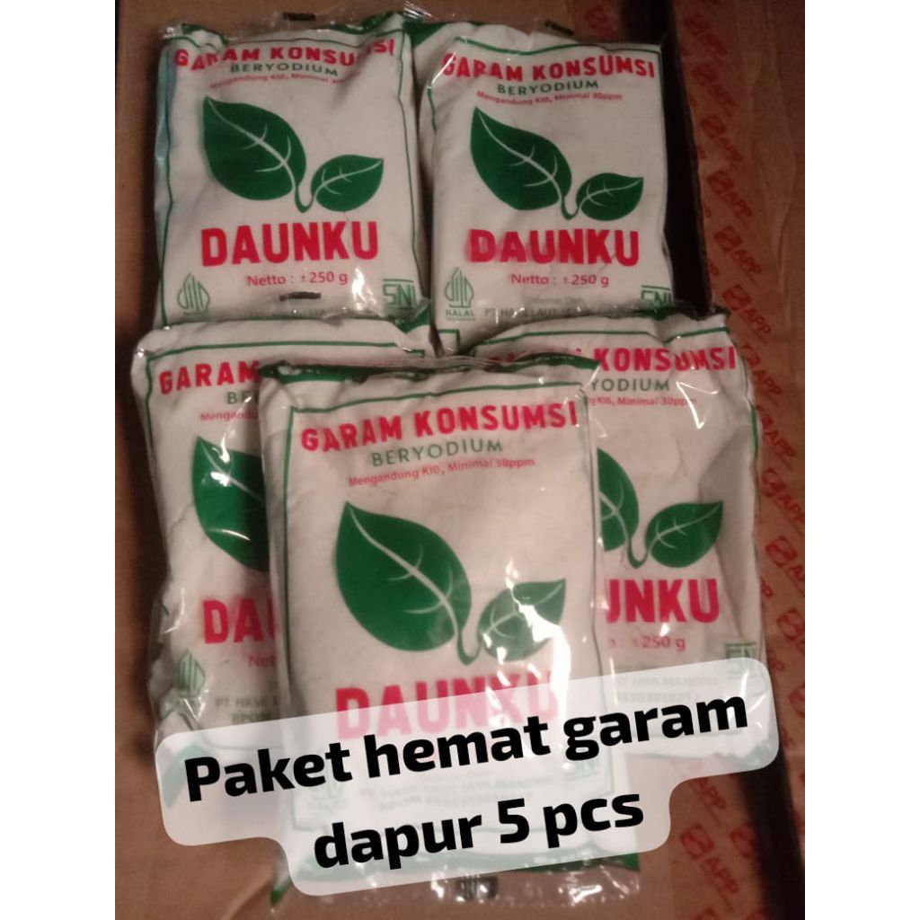

Garam Dapur 5 pcs paket Hemat/ Garam Daunku/Ijo Daun 250gr beryodium murah