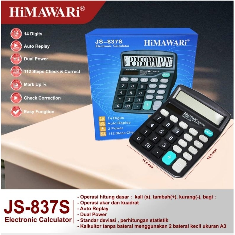 

Himawari Kalkulator JS-837S 14 Digits Auto Replay Check Correct