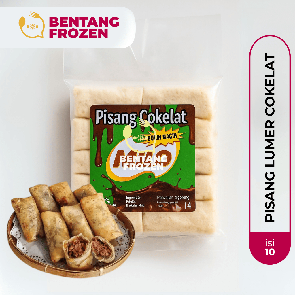 

Pisang Lumer Cokelat Rasa Mi-lo isi 10 / Piscok Rasa Mi-lo