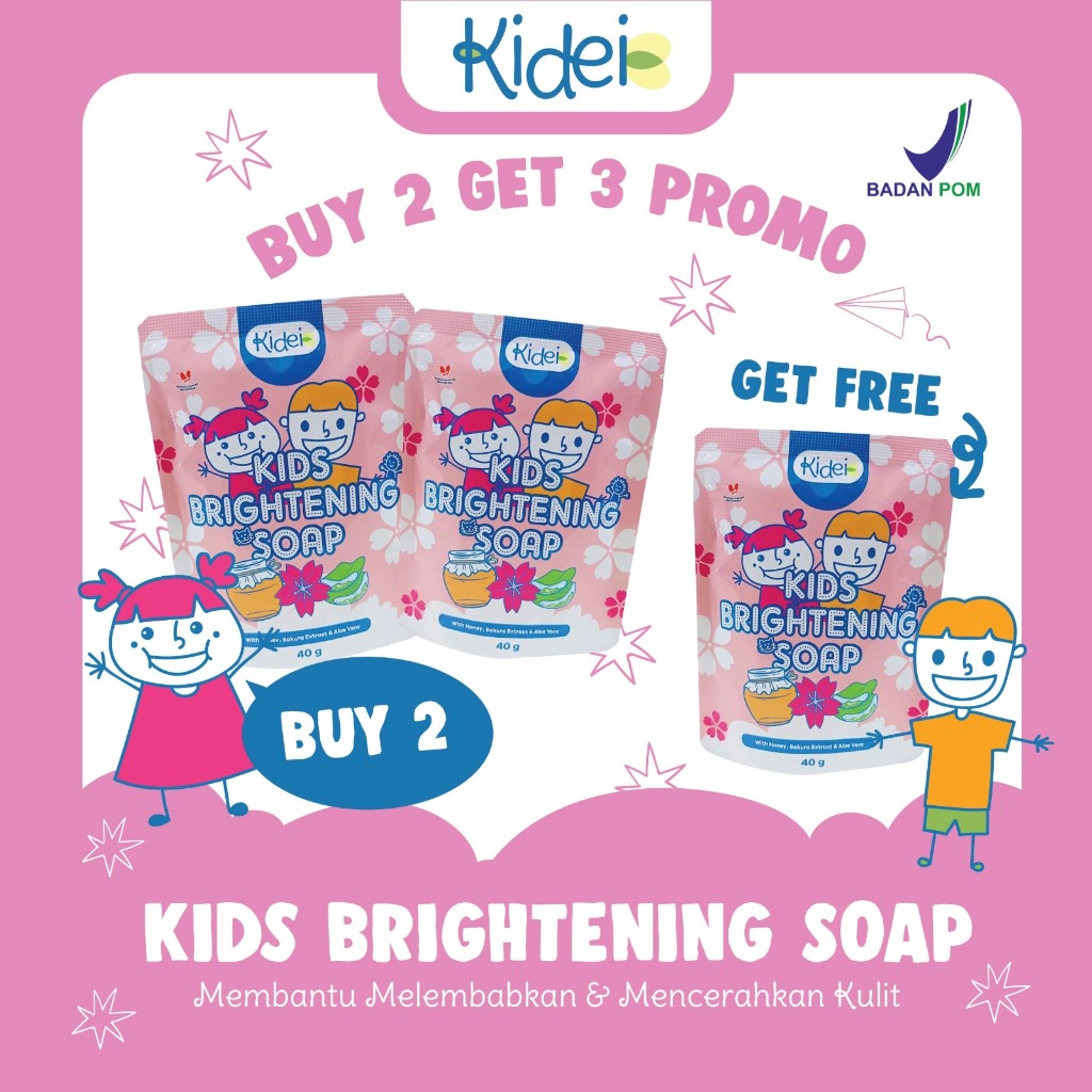 KIDEI Kids Brightening Soap 40gr / Sabun Mandi Pencerah Kulit Anak Tanpa SLS