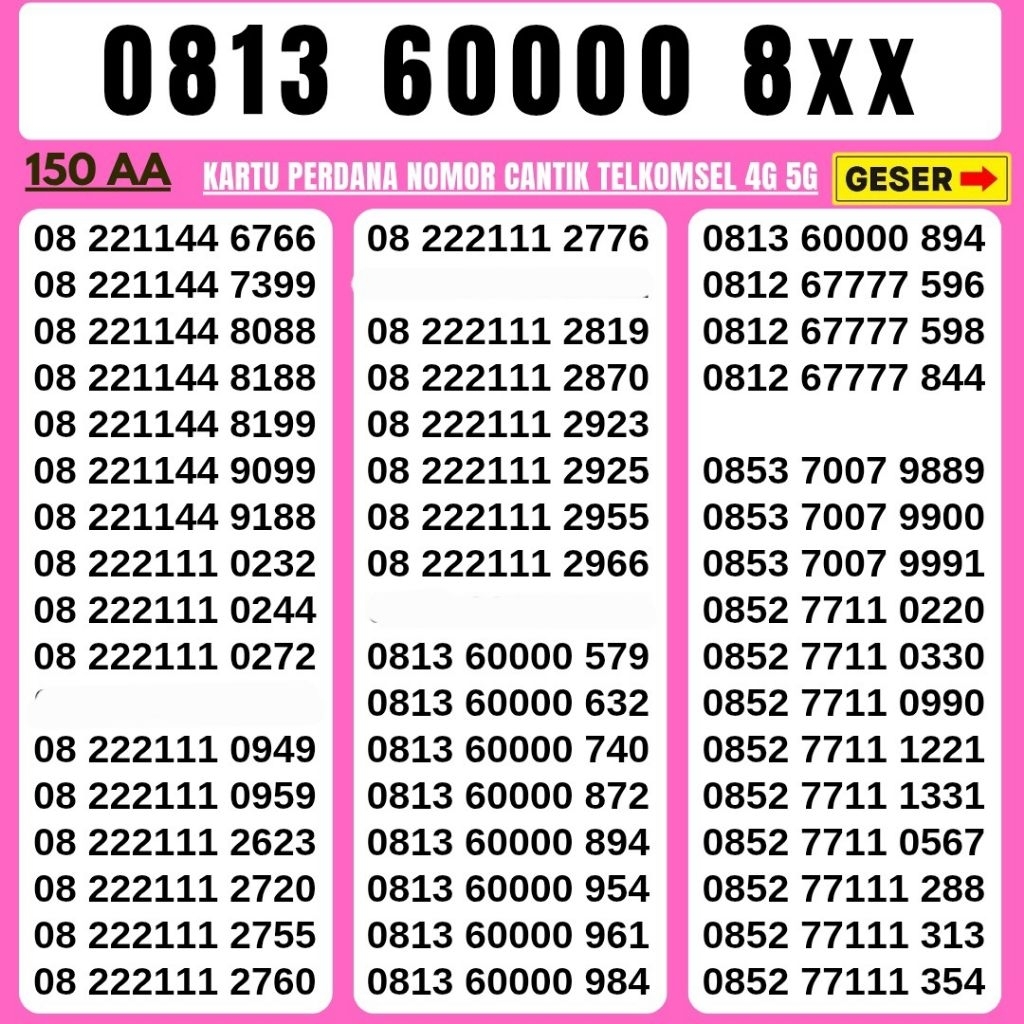 Nomor Cantik Simpati Telkomsel 4G 5G Kartu Perdana Telkomsel Simpati Nocan Simpati Nomer Cantik Telk