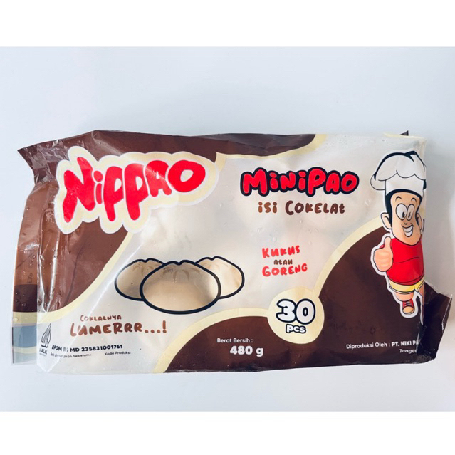 NIPPAO Minipao isi coklat lumer 480gr isi 30pcs bisa dikukus dan digoreng