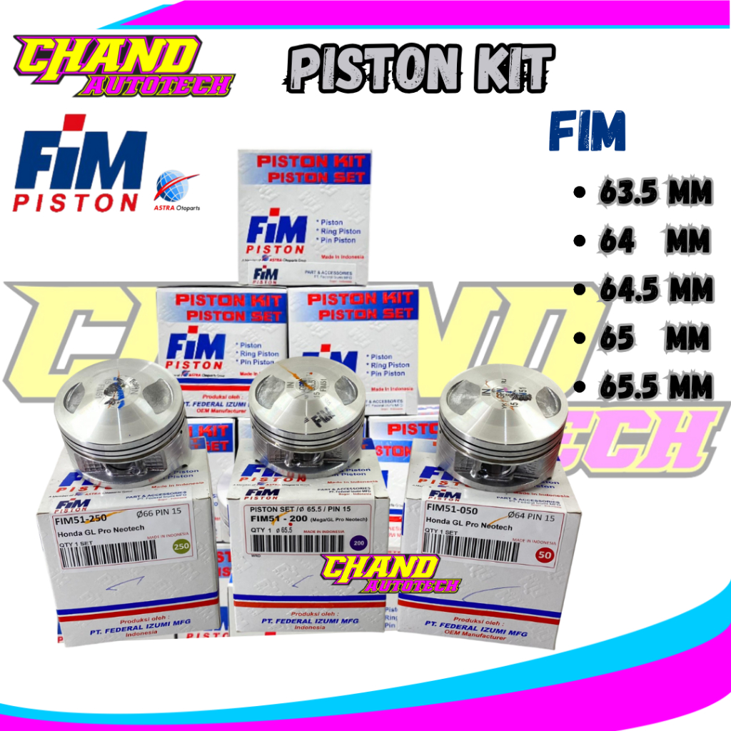 PISTON SEHER KIT FIM 51 PIN 15 GL PRO NEOTECH TIGER JENONG 63.5 64 64.5 65 65.5