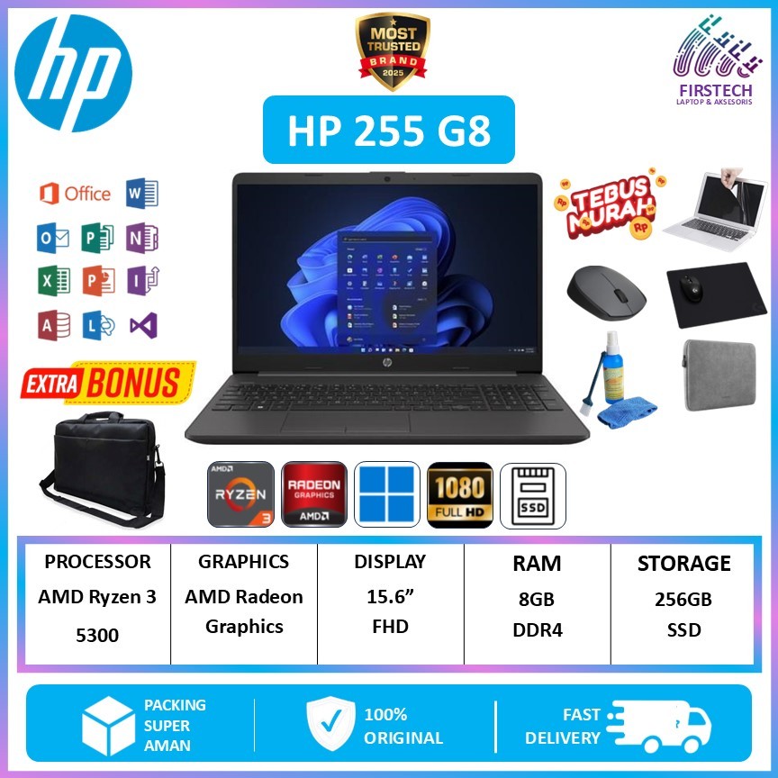 HP 255 G8 Ryzen 3 5300 8GB 256GB Windows 11 15.6" FHD
