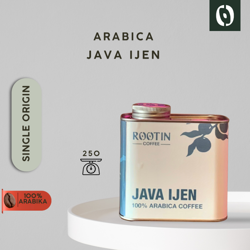 

Rootin Coffee Java Ijen Single Origin Arabika Roasted Beans Biji dan Bubuk Kopi / Tin 250gr