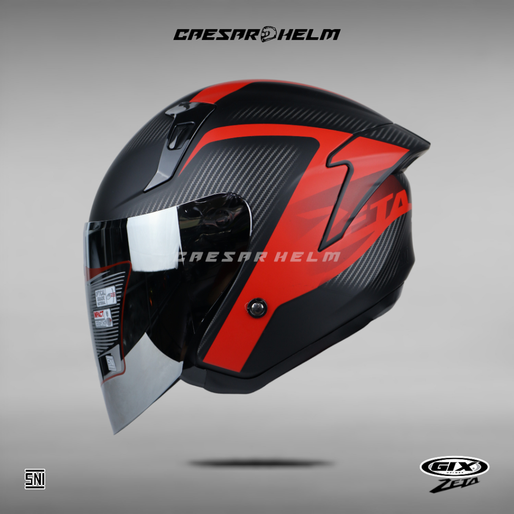 GIX Zeta Motif Neo Carbon - Black Doff - Helm Half Face
