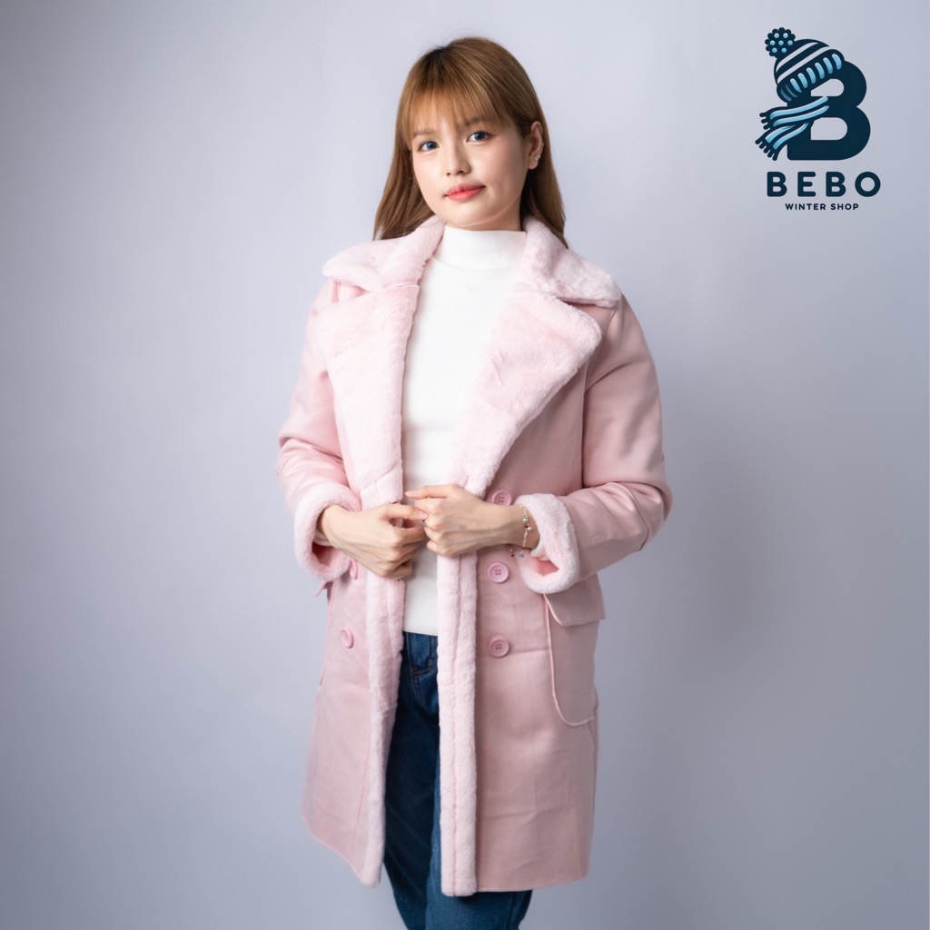 Coat Bulu Korea bahan Suede Wanita untuk Winter
