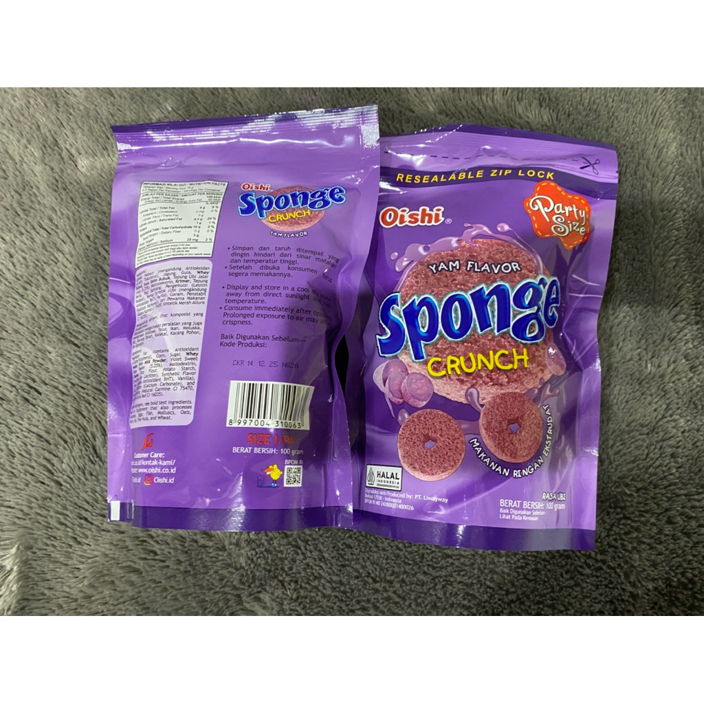 

OISHI SPONGE POUCH 100GR UBI [EXP DESEMBER 2025]