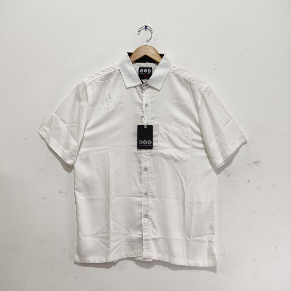 RGB Kemeja Casual Pria Putih Polos Lengan Pendek RHMP.1111430