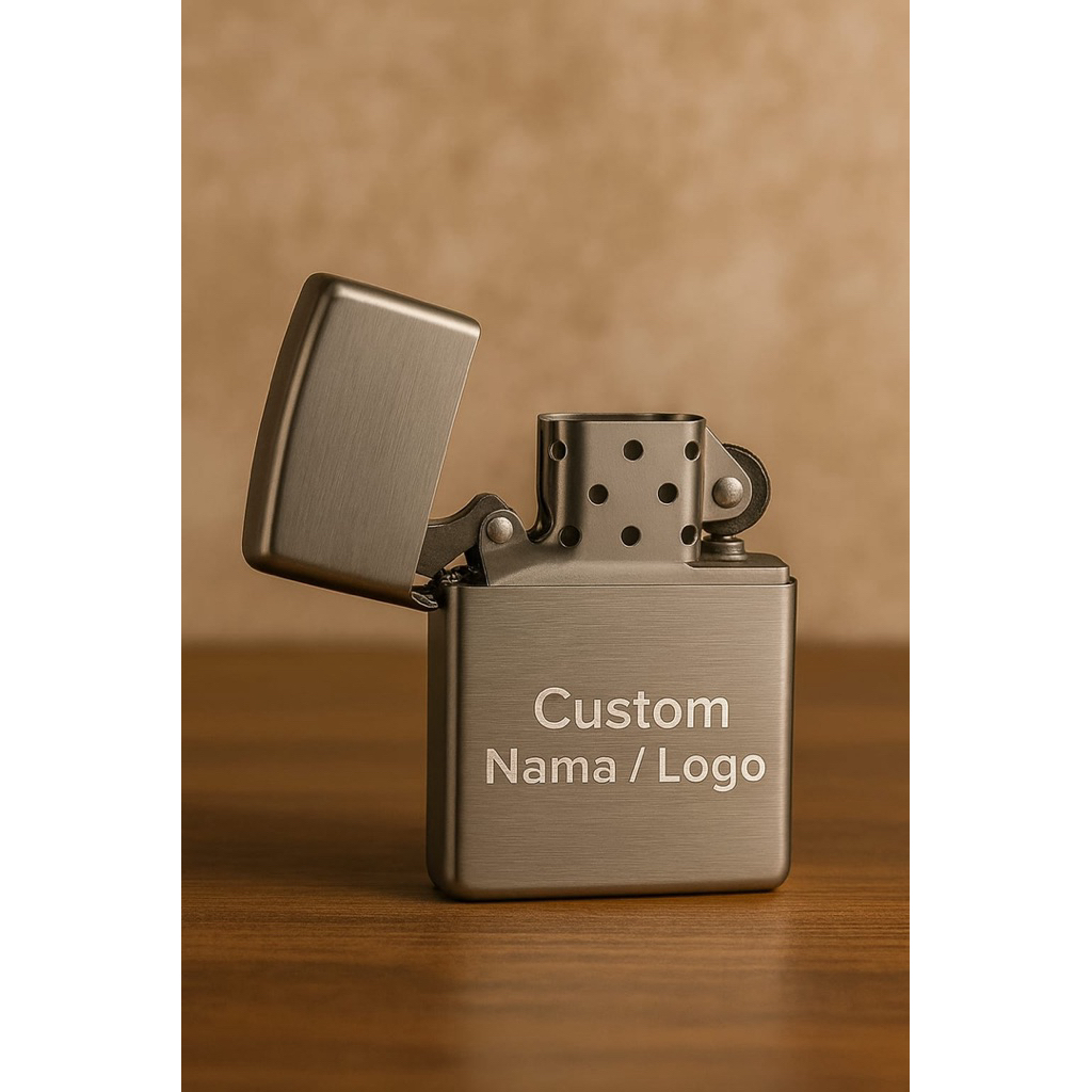 Korek Api Custom Nama & Logo – Korek Api Metal Flip Premium Souvenir