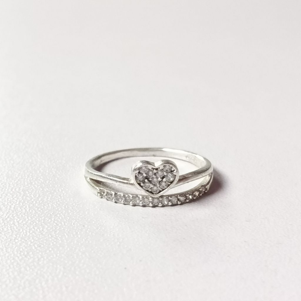 Cincin Permata Model Love Perak Asli 925/Cincin Wanita/Cincin Perak Permata/Cincin Model Love/Perak 