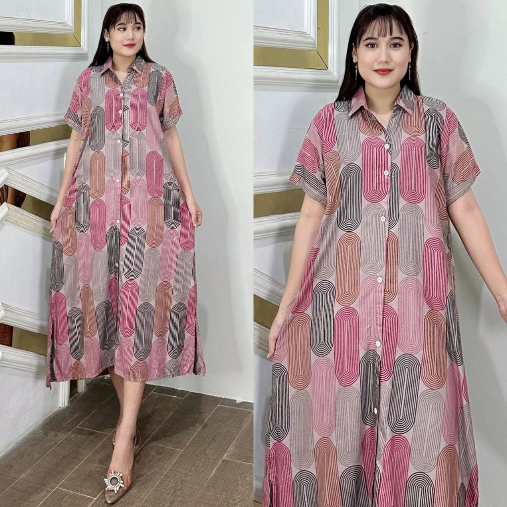 DASTER YURA KERAH JUMBO LD 120CM BUSUI KANCING RAYON PREMIUM ADEM NYAMAN ALLAYYA FASHION