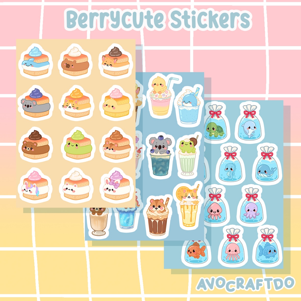 

[ AVOCRAFTDO ] 12pcs Berrycute Sticker Pack Cute die cut