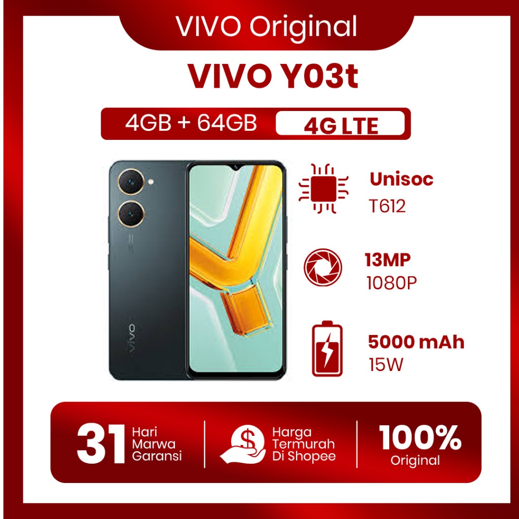 VIVO Y03t GB FULLSET ORIGINAL SECOND GARANSI 100% UANG KEMBALI