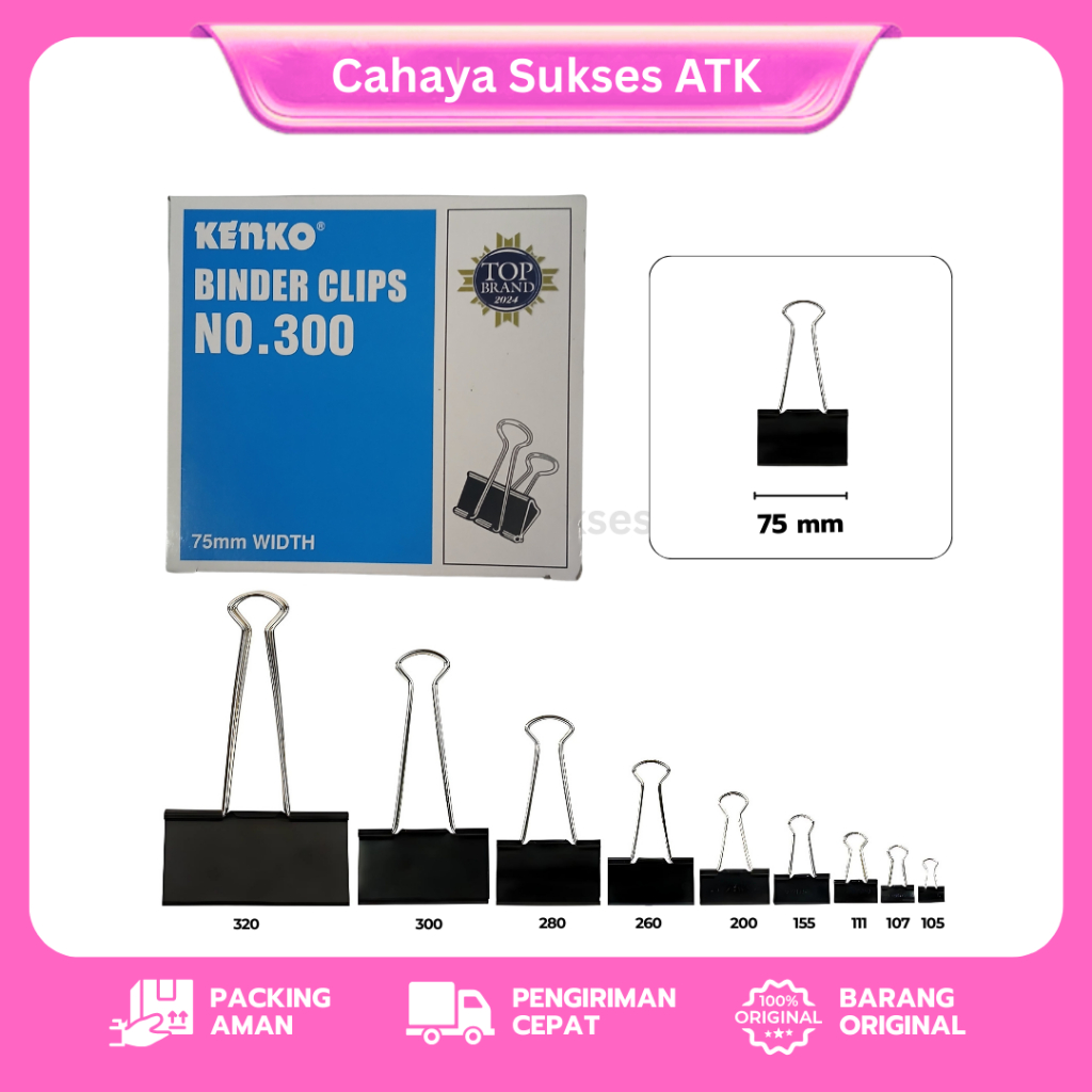 

Kenko Binder Clip No. 300 – Penjepit Kertas 75 mm / 1 Pak Isi 6 Pcs