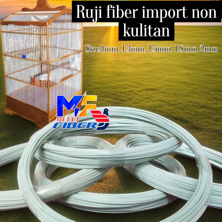 Ruji fiber putih 1mm 1.3mm1.5mm import non kulitan fiber ngerol 50meter jeruji sangkar ruji kandang 