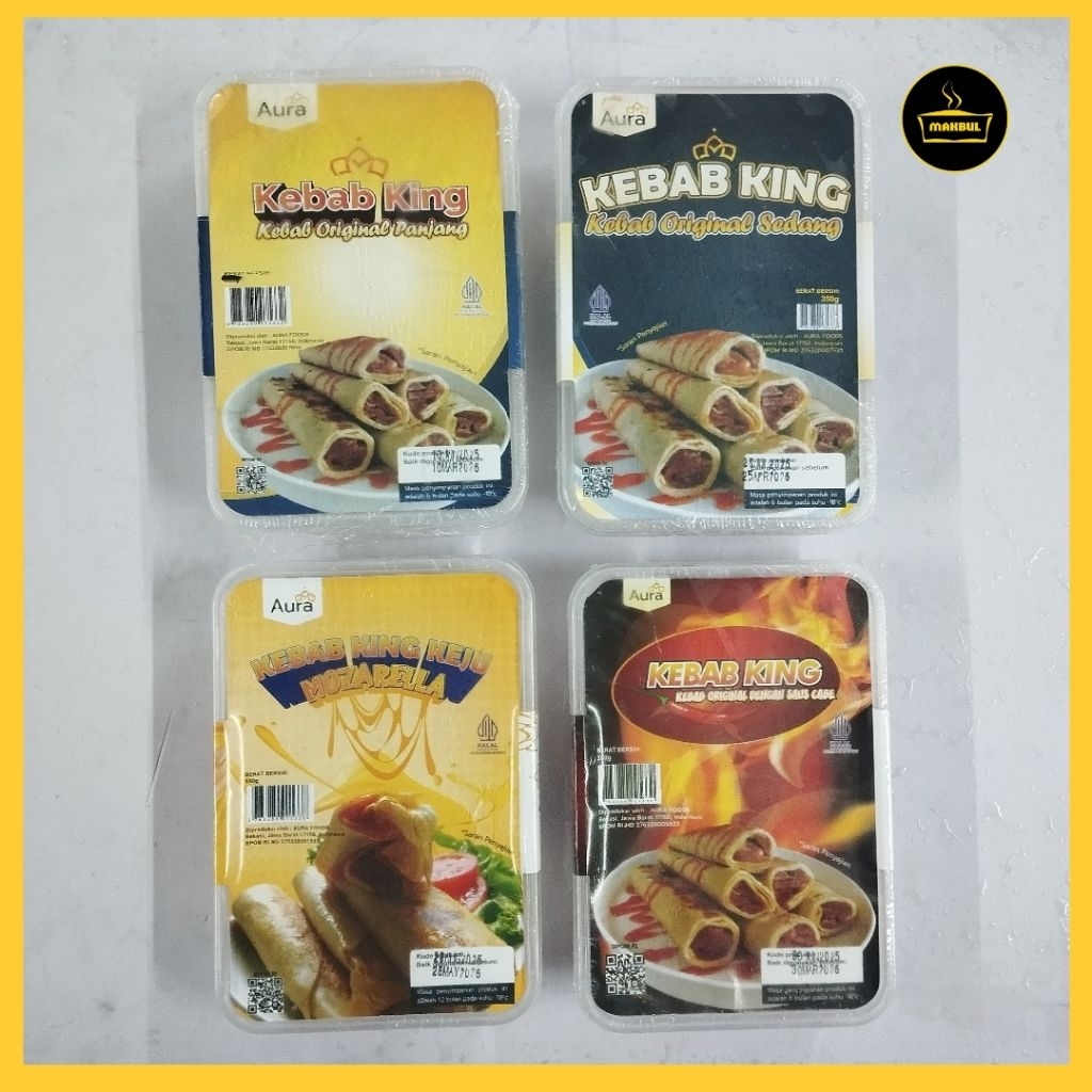 AURA KEBAB KING Mini Original, Sedang, Pedas, Mozzarella isi 8 350gr