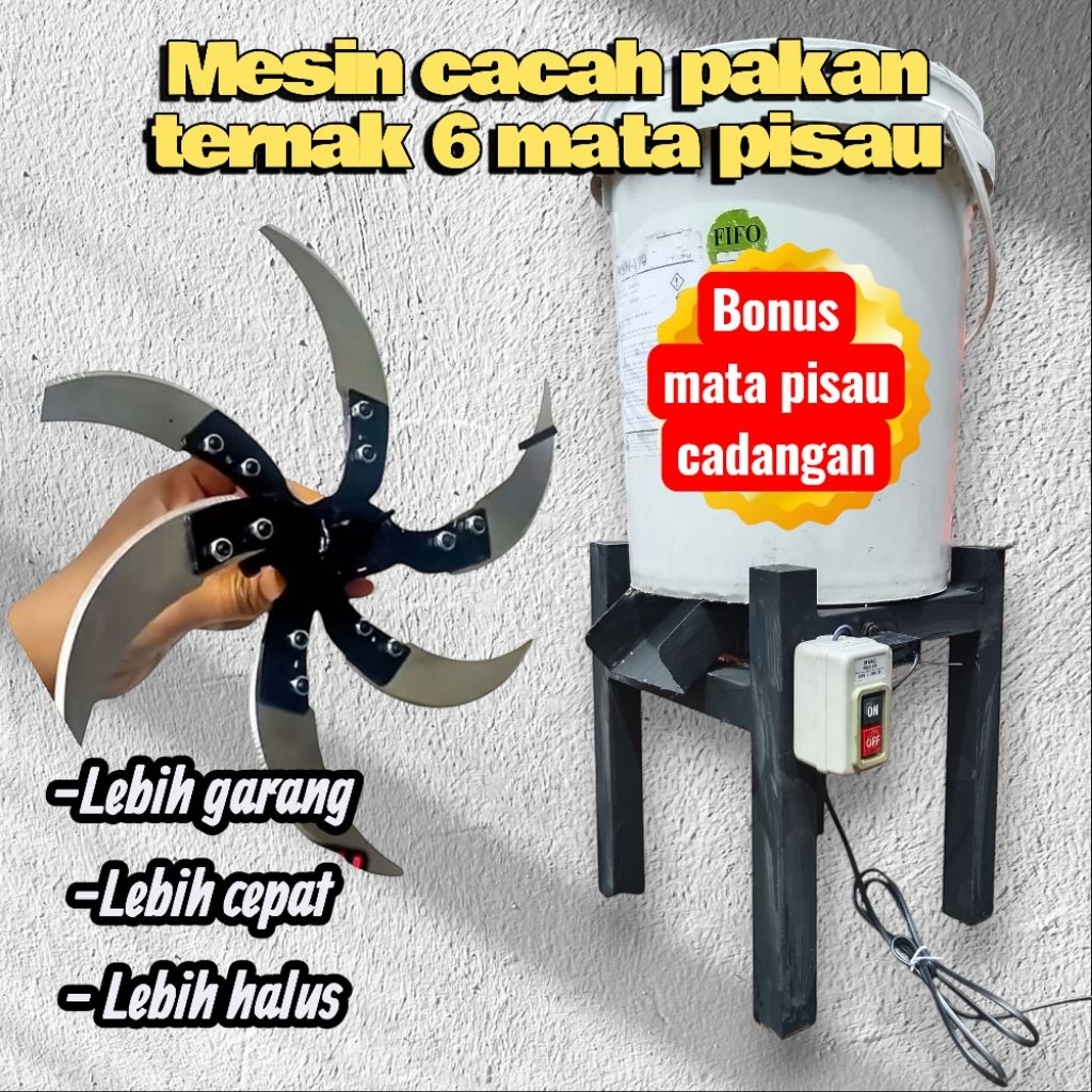 Mesin cacah rumput pakan ternak ayam entok 6 mata pisau