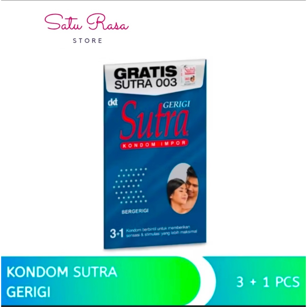 Kondom Sutra Biru Bergerigi 1 Box isi 3 + 1 Pcs Condom Sutra Bergerigi Anti Bocor