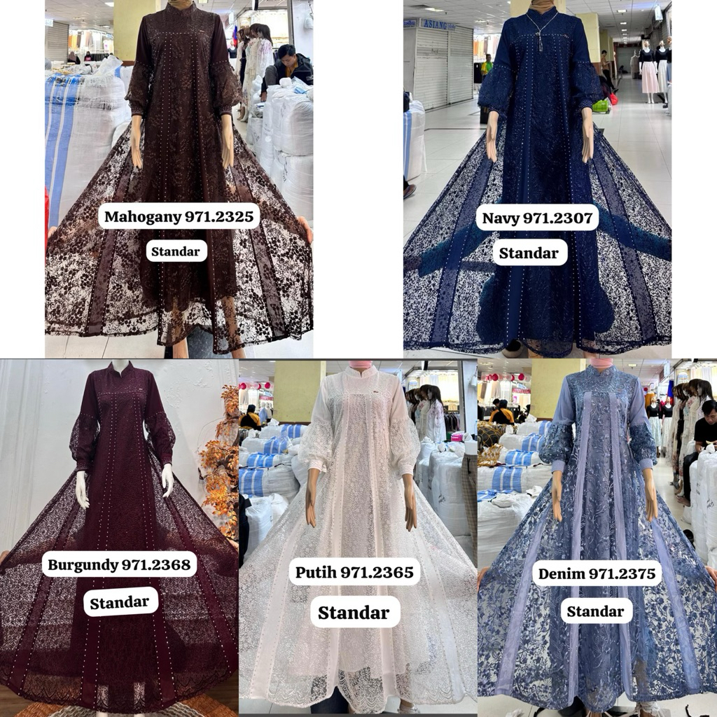 GAMIS MUSLIM DEWASA BAHAN BROKAT TILE PREMIUM MIX CERUTY PREMIUM/MODEL PEACH 8
