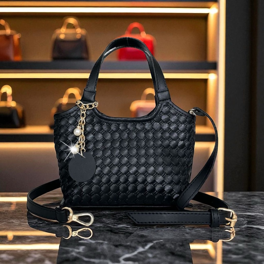 SAIKA Tas slempang bahan tikar simple elegan kekinian /tas slempang wanita ukuran kecil By Chiyo bag