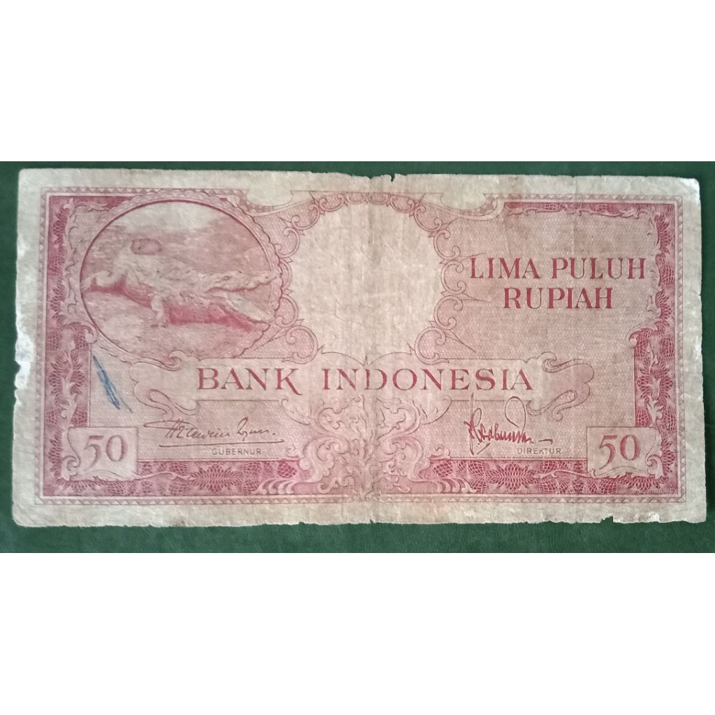 UANGKUNO 50 RUPIAH BUAYA THM 1957