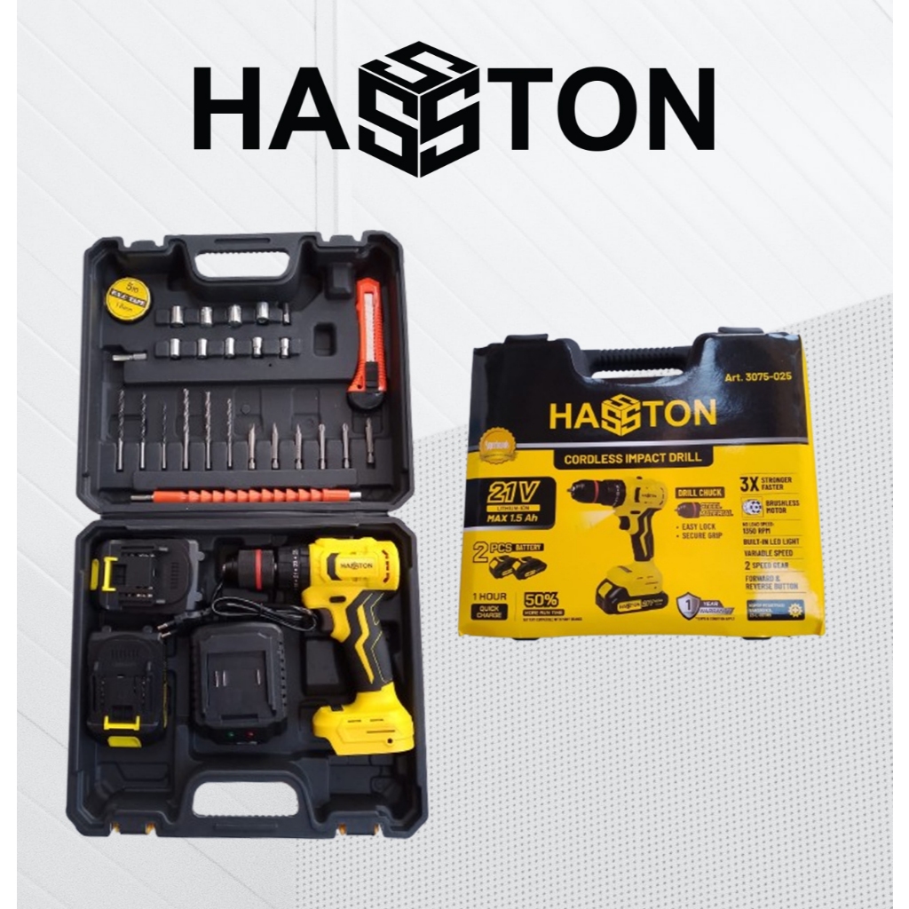 Mesin Bor Cordless HASSTON 21V Art. 3075-025 Brushless