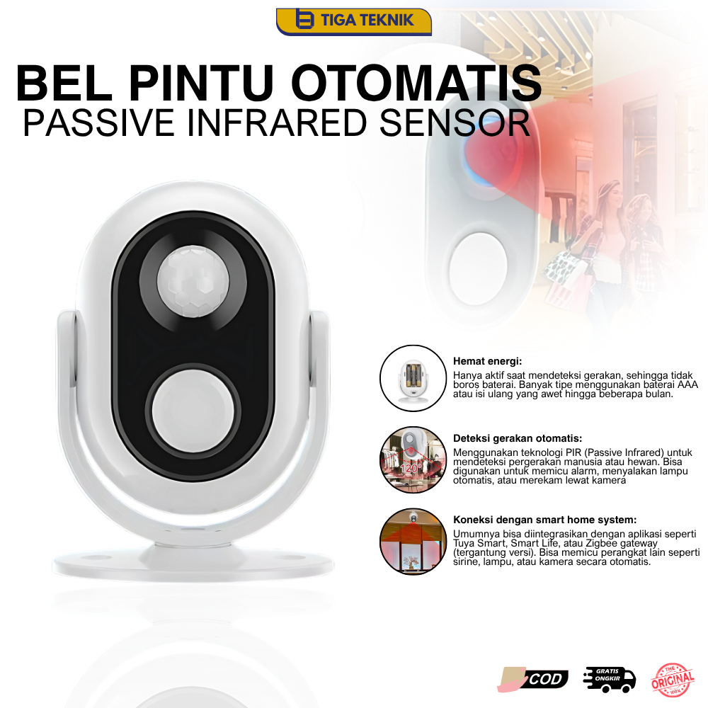 Bel Pintu Otomatis Alarm Bell Rumah Sensor Gerak Inframerah Alarm Induksi Bel Pintu Sensor Tubuh