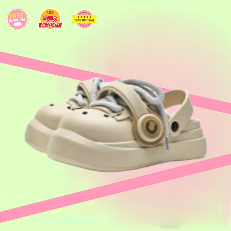 YUTU - Sandal Kodok Wanita Wedges Sandal Baim Wanita Sandal Bakpao Dewasa Anti Slip Hiasan tali sepa