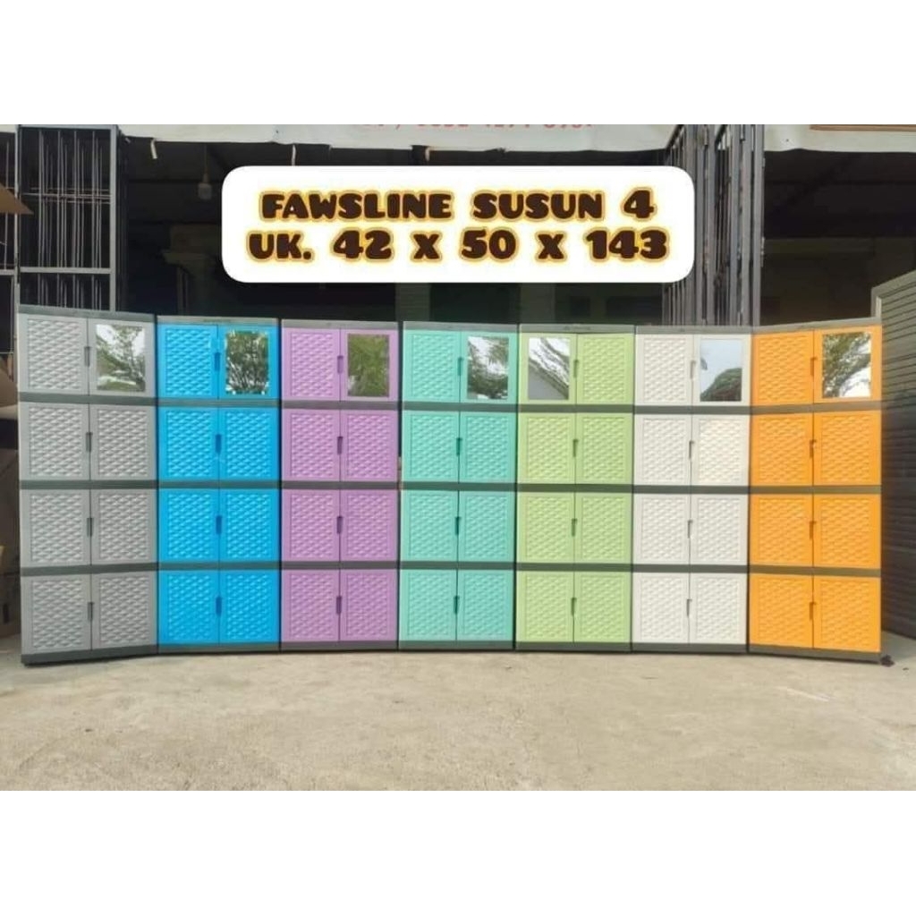 Lemari Fawsline 4 susun pakai kaca