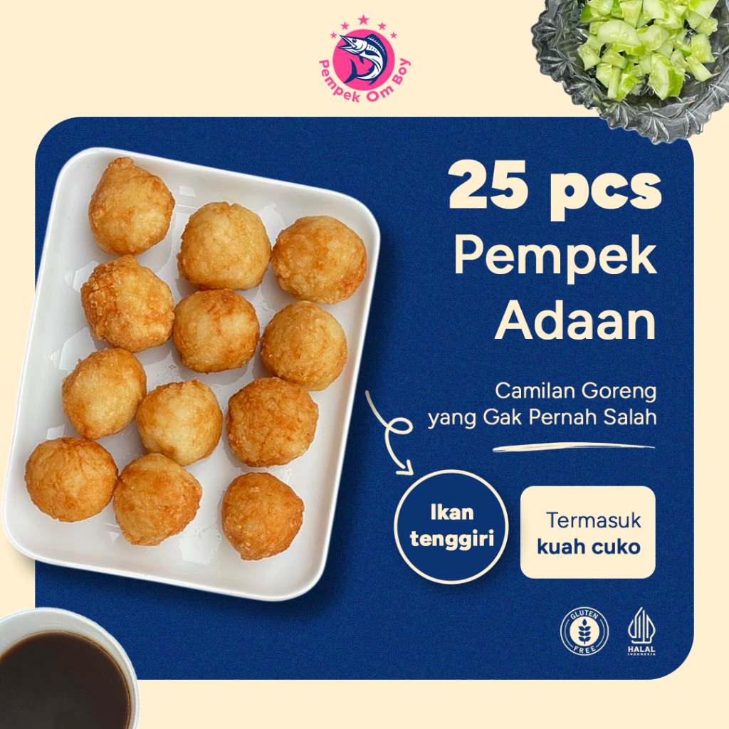 

Pempek Adaan Palembang Ikan Tenggiri Isi 25 Pcs dan Kuah Cuko Gurih Frozen Food