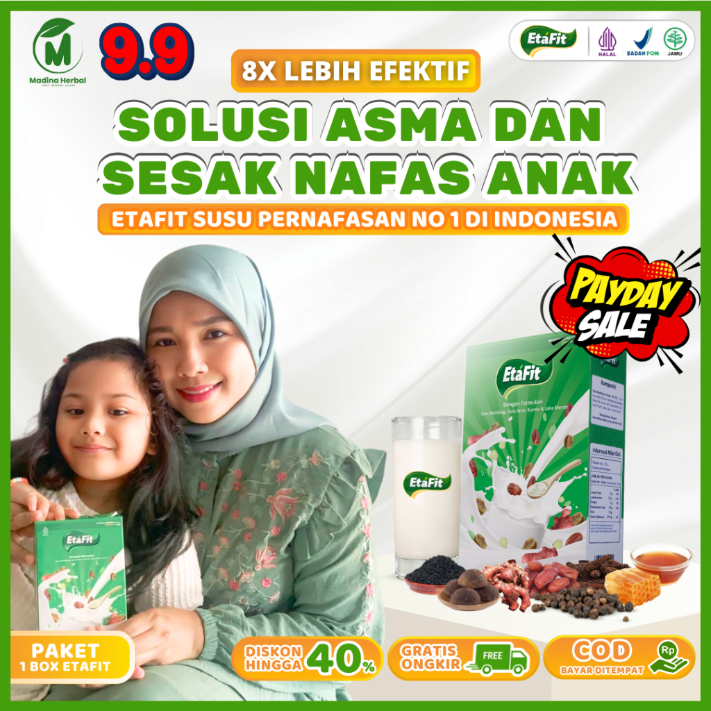 

ETAFIT - Solusi Sesak Nafas Asma dan Batuk Anak - Susu Kambing Etawa Asli 100% Murni Original - Paket 1 Box