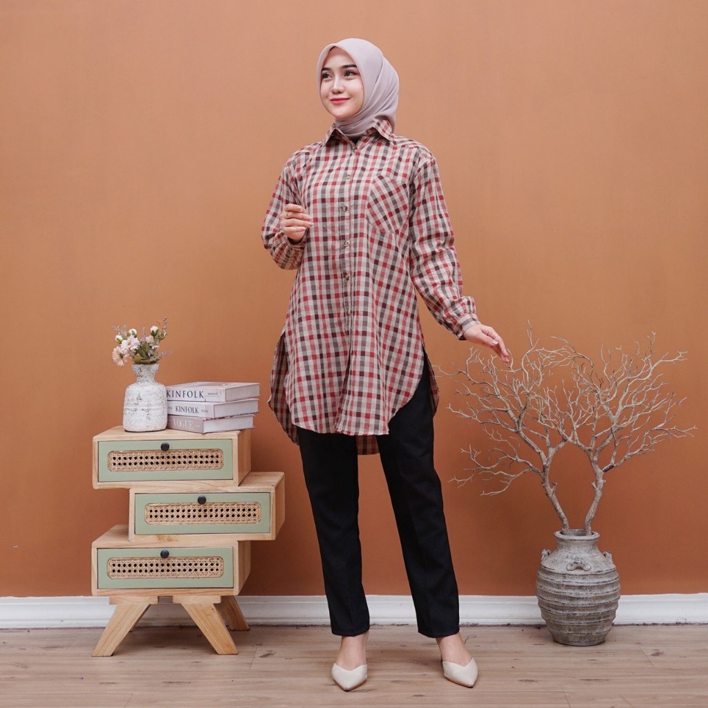 MUNNA tunik motif katun haruka kemeja atasan wanita premium terbaru 2025