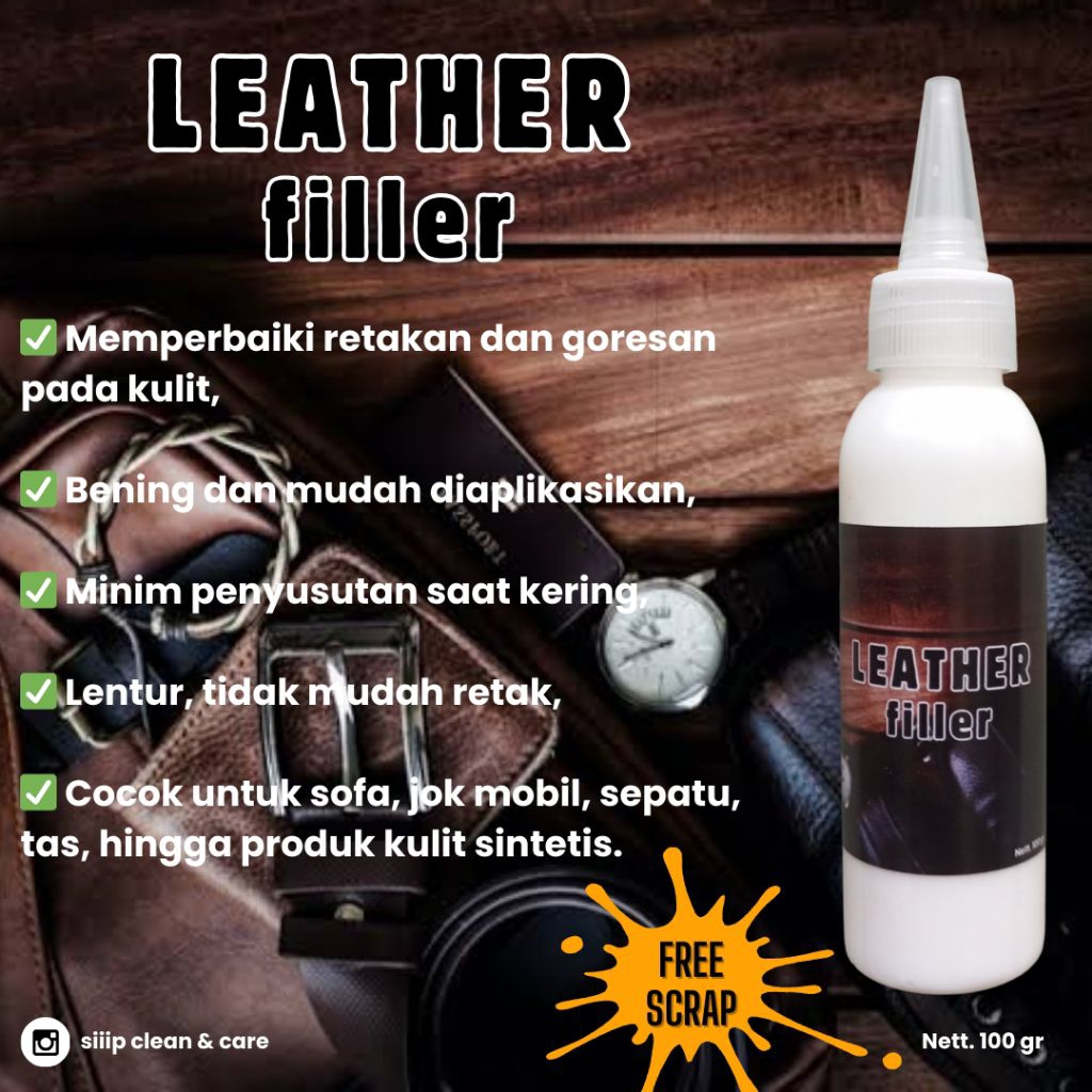 Leather Filler transparan bening - dempul sepatu kulit - dempul jok kulit - dempul tas kulit