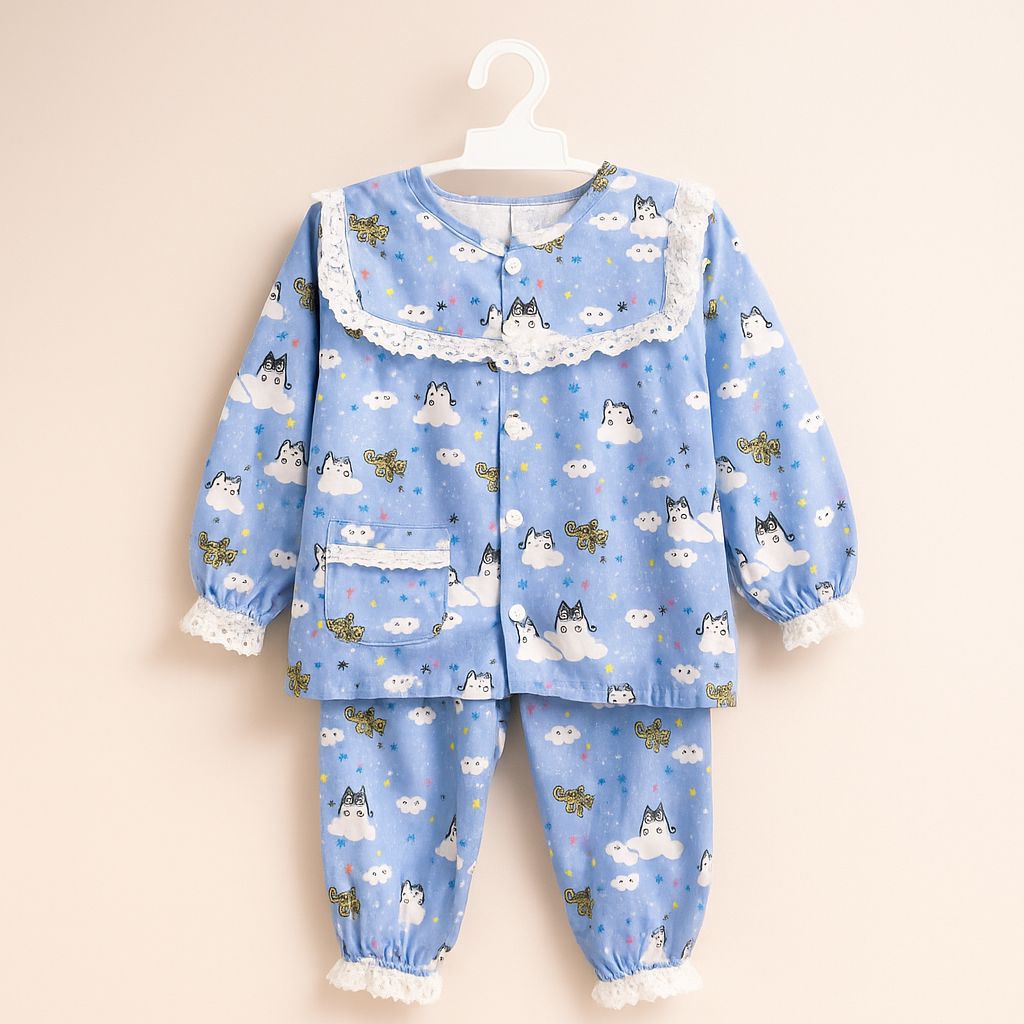 Baju tidur anak perempuan/One Set Piyama Renda Anak Perempuan 1-8Tahun/baju tidur anak 5Tahun/piyama