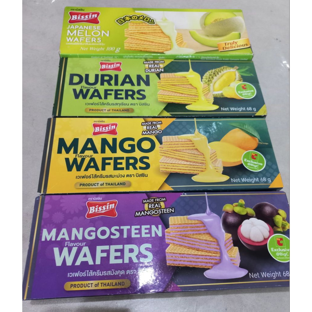 

bissin wafers durian/ mango /melon/mangis 68gr atau blueberry 100gr (READY)